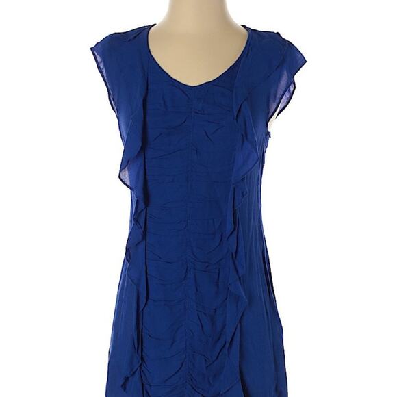 Anthropologie Odille Blue Long Ruffle Top - Picture 1 of 7